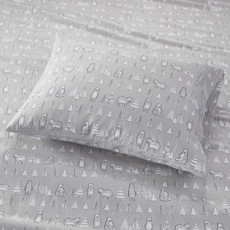 Sleep Philosophy Flannel 100% Cotton Flannel Sheet Set - Bear - Quahog Bay Bedding