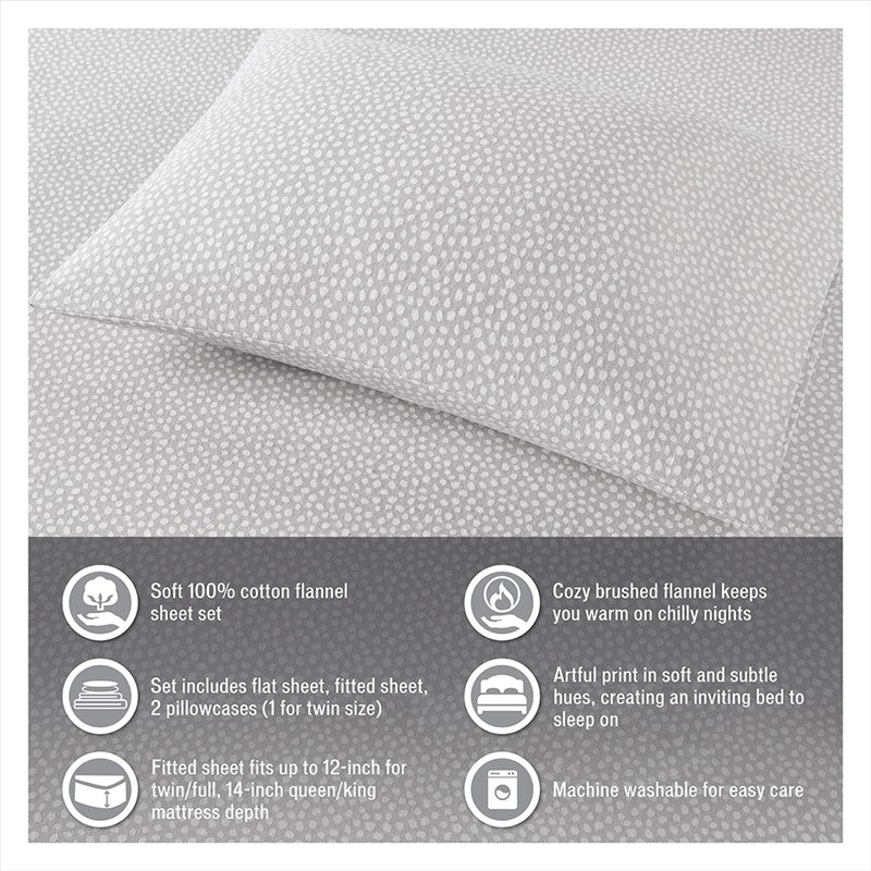 Sleep Philosophy Flannel 100% Cotton Flannel Sheet Set - Grey Penguins - Quahog Bay Bedding
