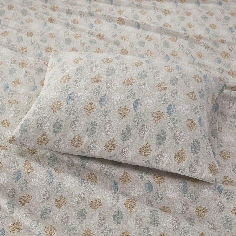 Sleep Philosophy Flannel 100% Cotton Flannel Sheet Set - Multi Leaves - Quahog Bay Bedding