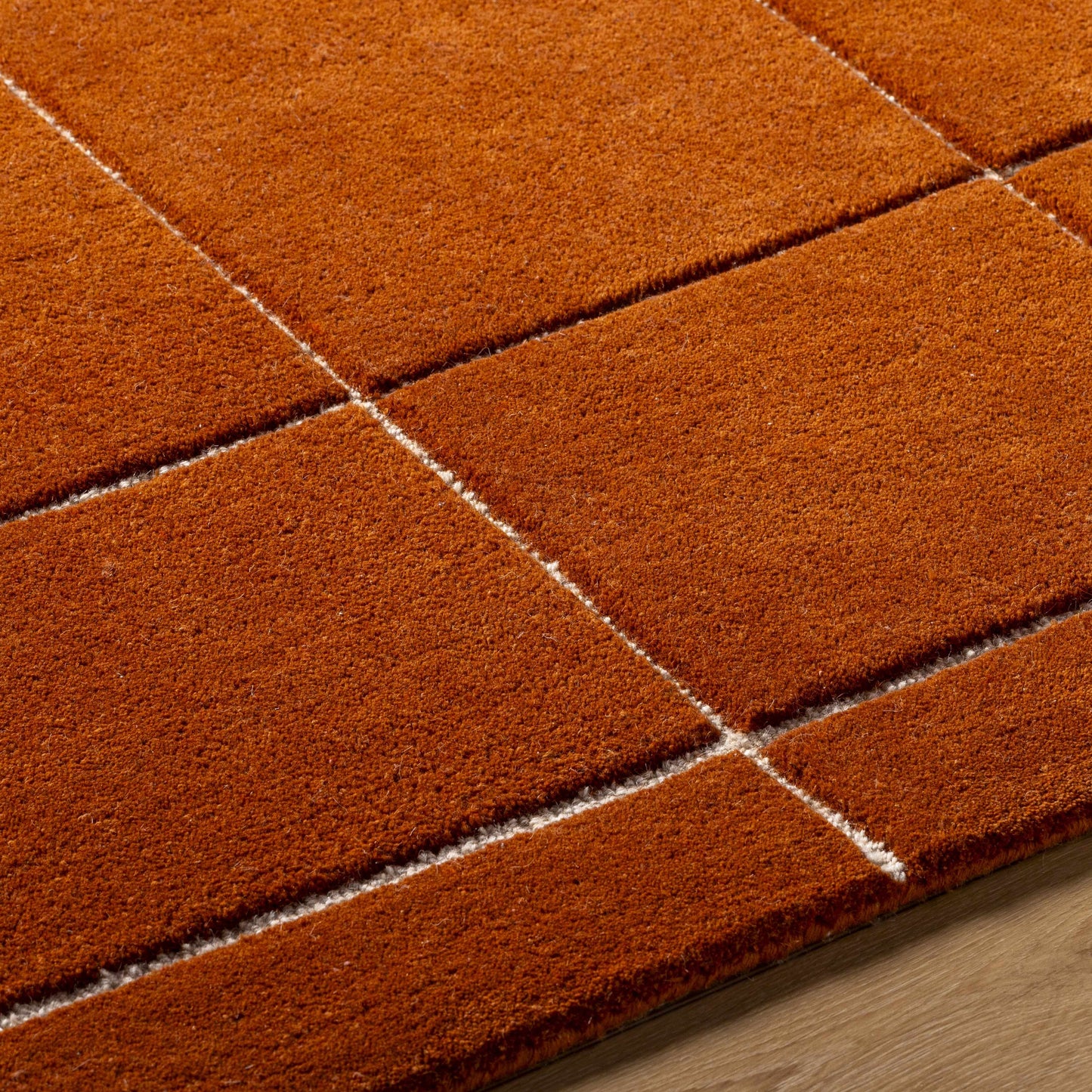 Siarl Burnt Orange Checkered Area Rug