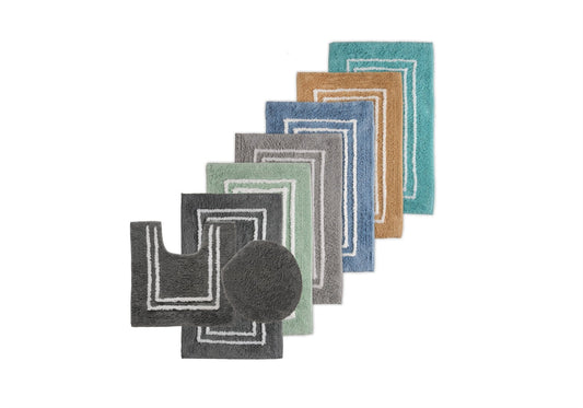 St Mary's Tufted 3 Piece Cotton Bath Rug Set with Lid - Quahog Bay Bedding