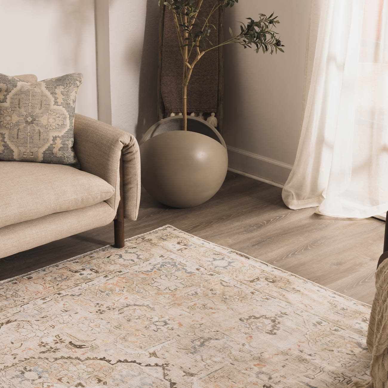 Standon Vintage Flat Pile Washable Rug - Quahog Bay Bedding