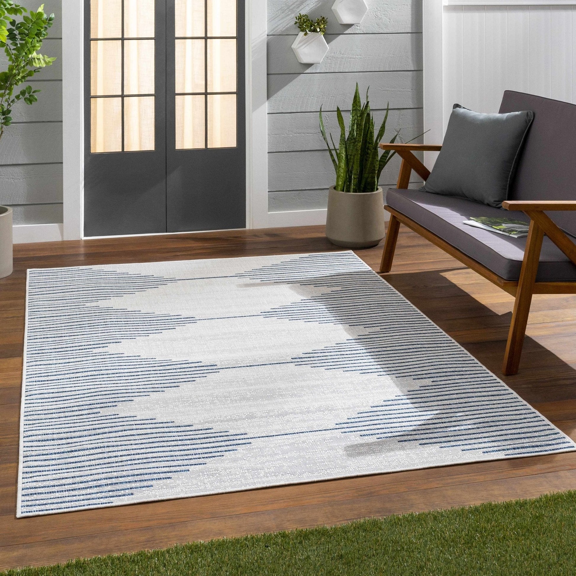 Stephan Blue & Cream Outdoor Rug - Quahog Bay Bedding