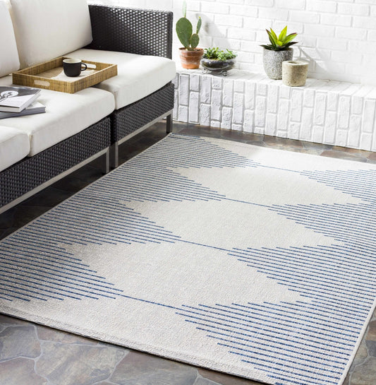 Stephan Blue & Cream Outdoor Rug - Quahog Bay Bedding