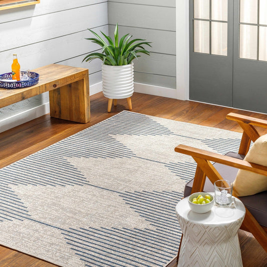 Stephan Blue & Gray Outdoor Rug - Quahog Bay Bedding