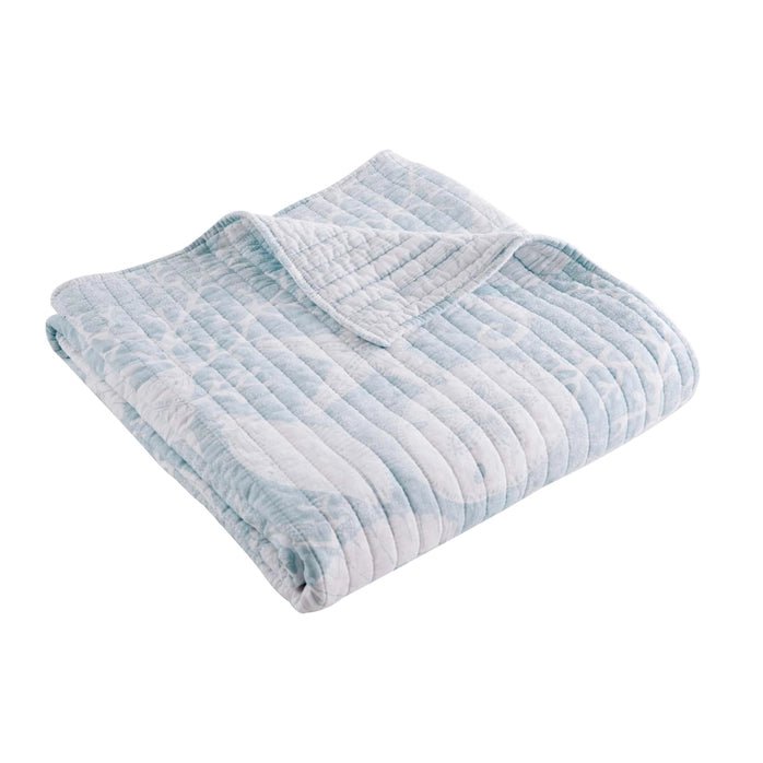 Stillwater Coastal Blue Quilted Throw - Coastal Throw Blanket - Quahog Bay Bedding
