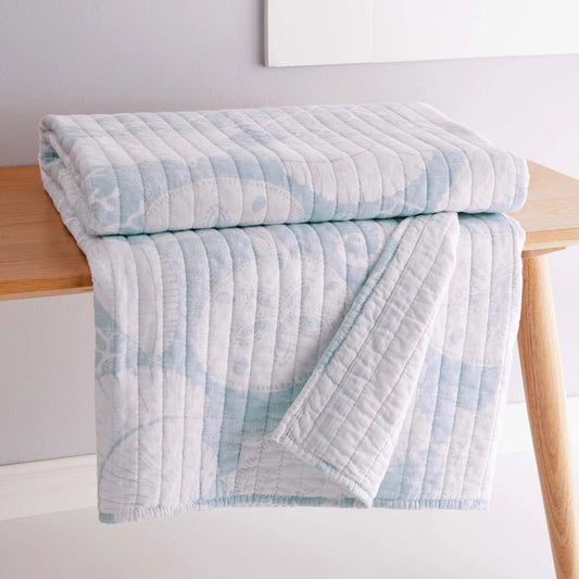 Stillwater Coastal Blue Quilted Throw - Coastal Throw Blanket - Quahog Bay Bedding