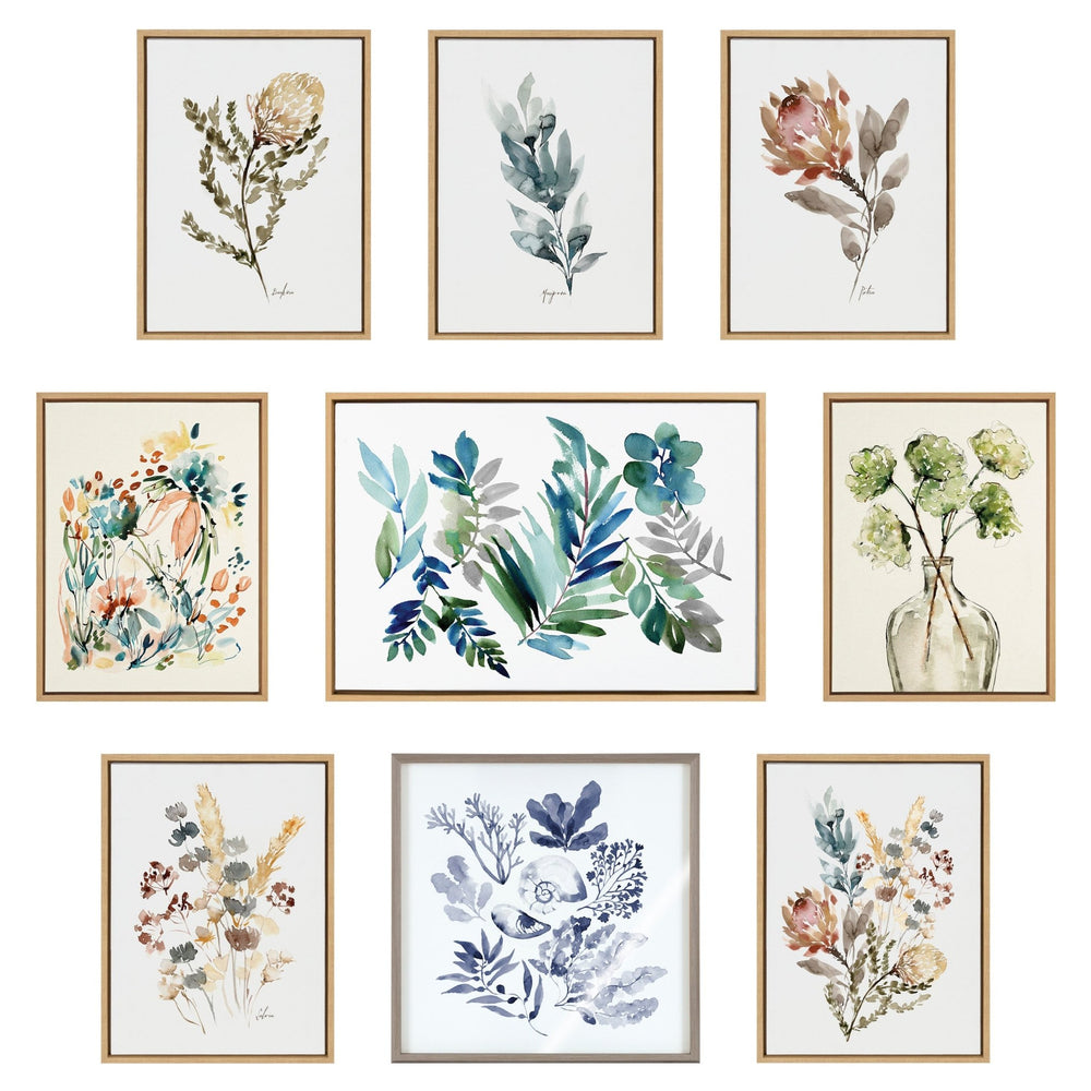 Sylvie Wild Banksia Wild Salvia and Wild King Protea Framed Canvas by Sara Berrenson - Quahog Bay Bedding