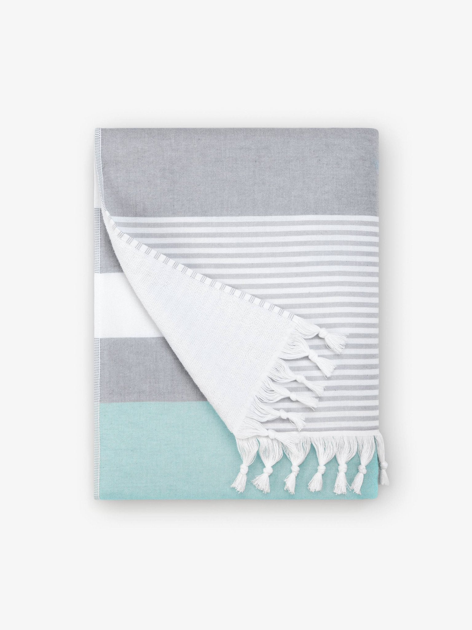 Teal & Gray Cape Cod Turkish Towel - Quahog Bay Bedding