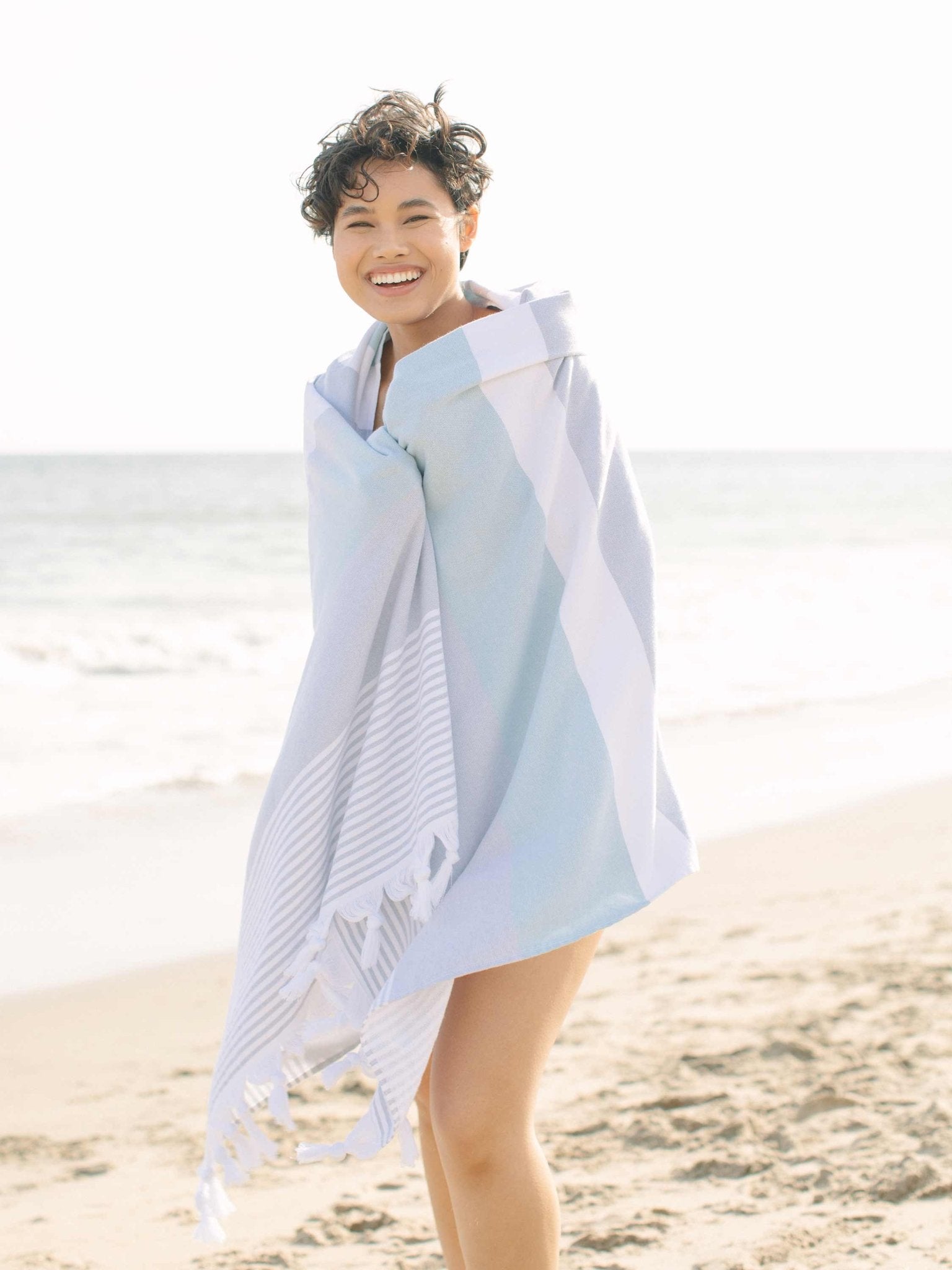 Teal & Gray Cape Cod Turkish Towel - Quahog Bay Bedding
