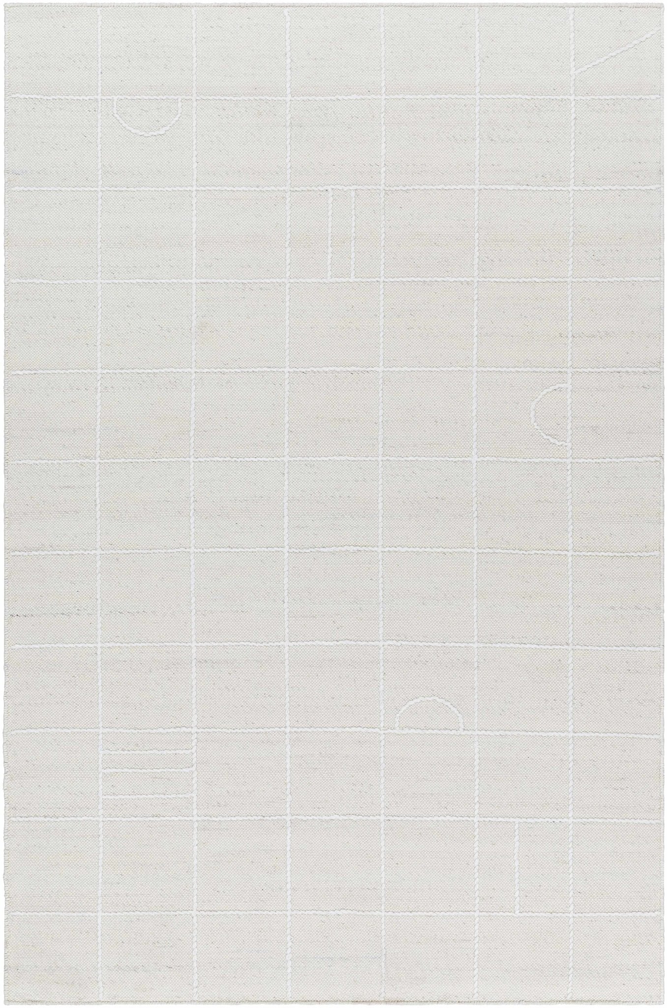 Tieve Off White Checkered Area Rug - Quahog Bay Bedding