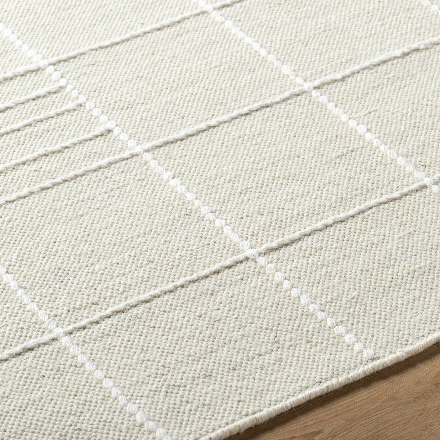 Tieve Off White Checkered Area Rug - Quahog Bay Bedding