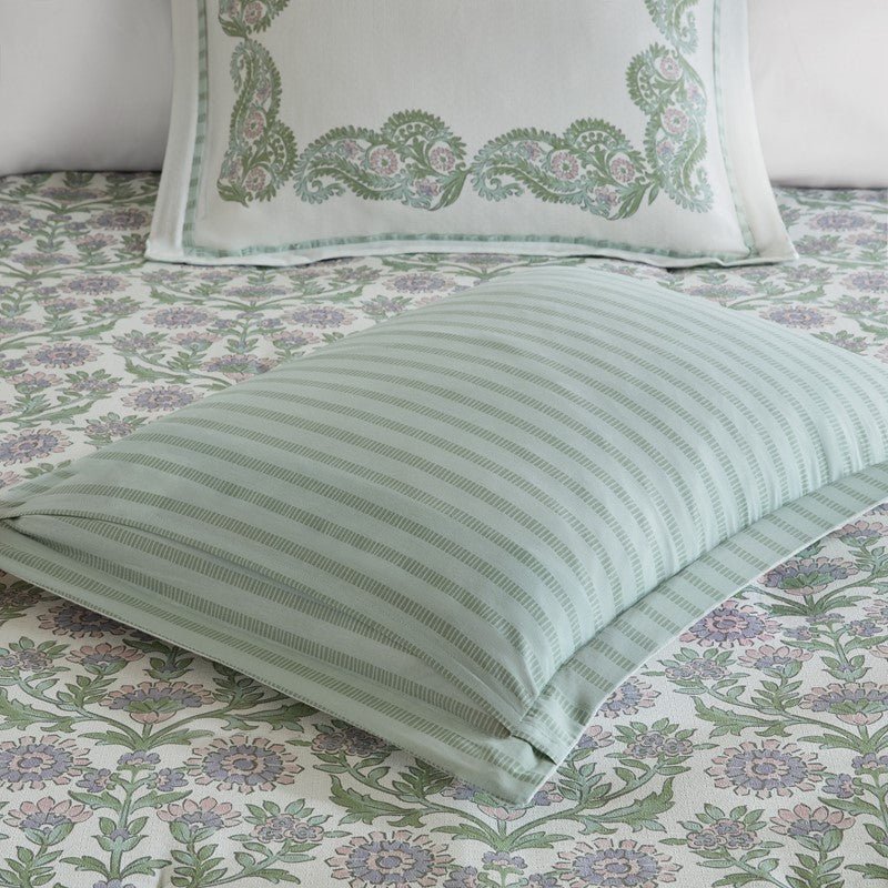 Tilly Coastal Cottage Reversible Duvet Cover Set | 3-Piece | Green - Quahog Bay Bedding
