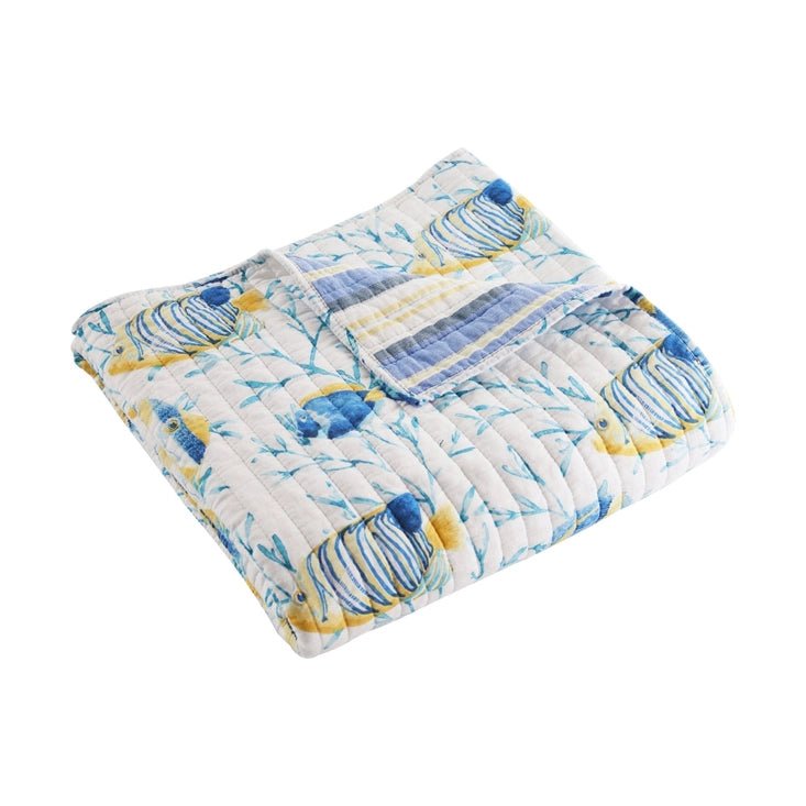 Tropical Sea Quilted Throw Blanket - Coastal Themed Throw Blankets - Quahog Bay Bedding