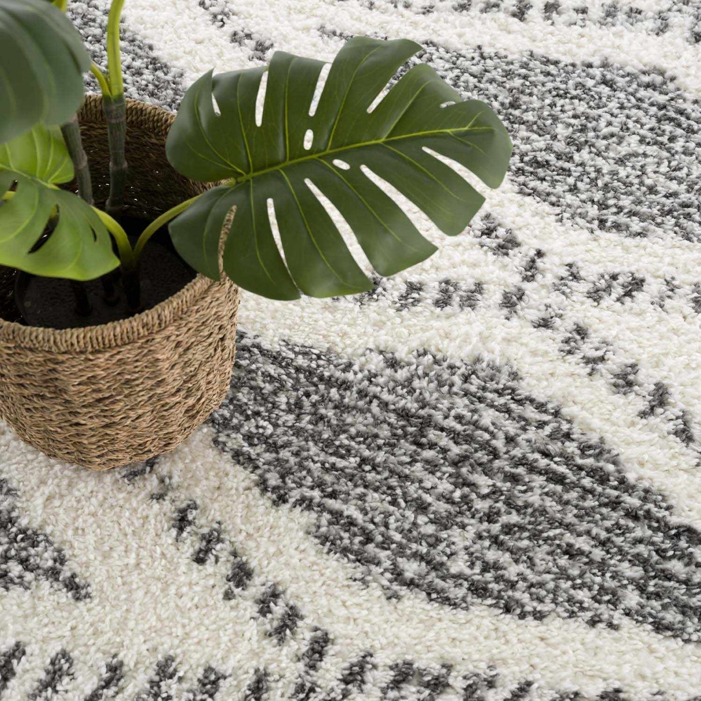 Trunding Plush Charcoal & Cream Area Rug - Plush Pile Rugs - Quahog Bay Bedding