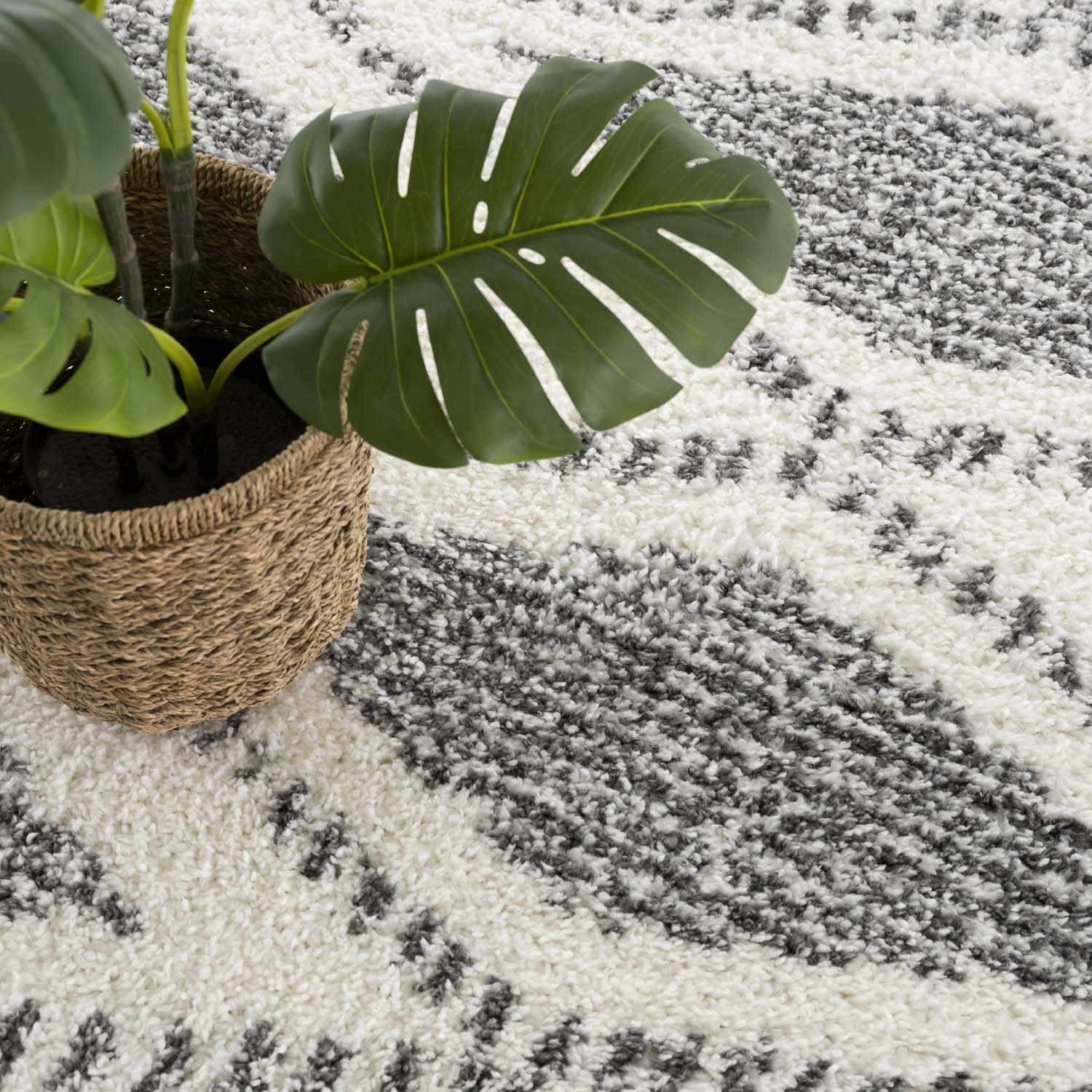 Trunding Plush Charcoal & Cream Area Rug - Plush Pile Rugs - Quahog Bay Bedding