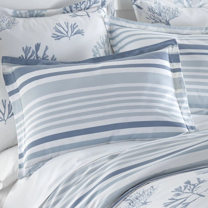 Truro Duvet Cover Set - Blue - 100% Cotton Reversible Duvet Cover Set 3PC - Quahog Bay Bedding