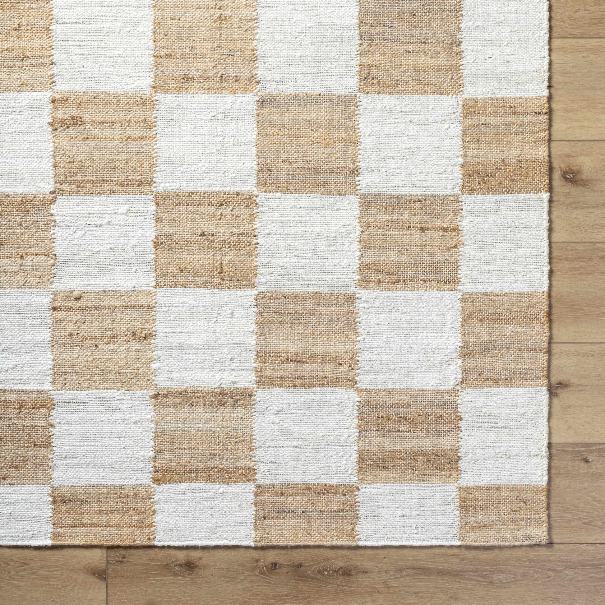 Tyhir Checkered Jute Rug - Quahog Bay Bedding