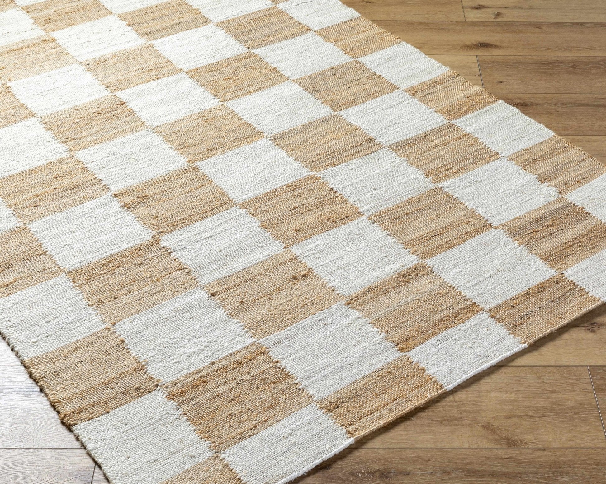 Tyhir Checkered Jute Rug - Quahog Bay Bedding