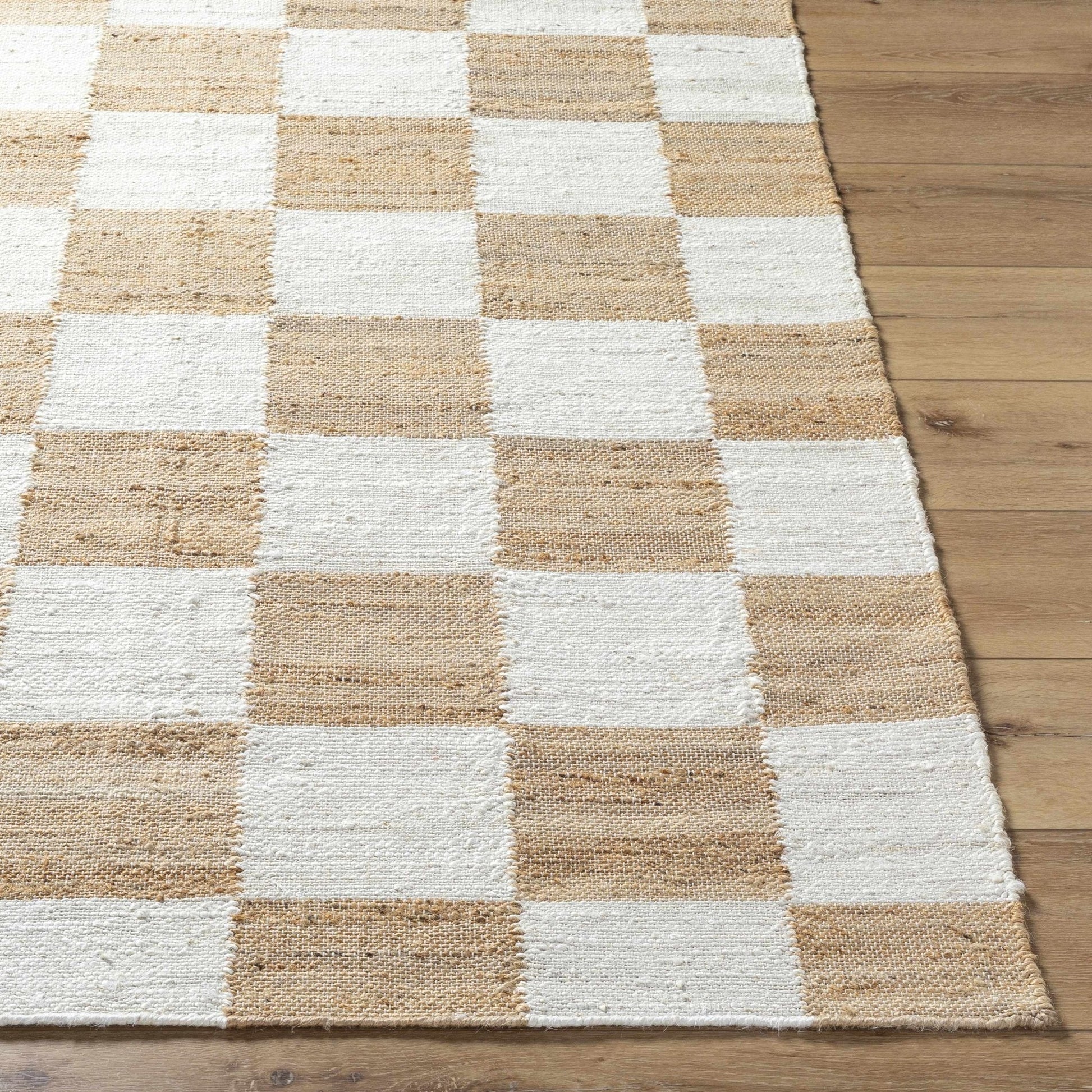 Tyhir Checkered Jute Rug - Quahog Bay Bedding