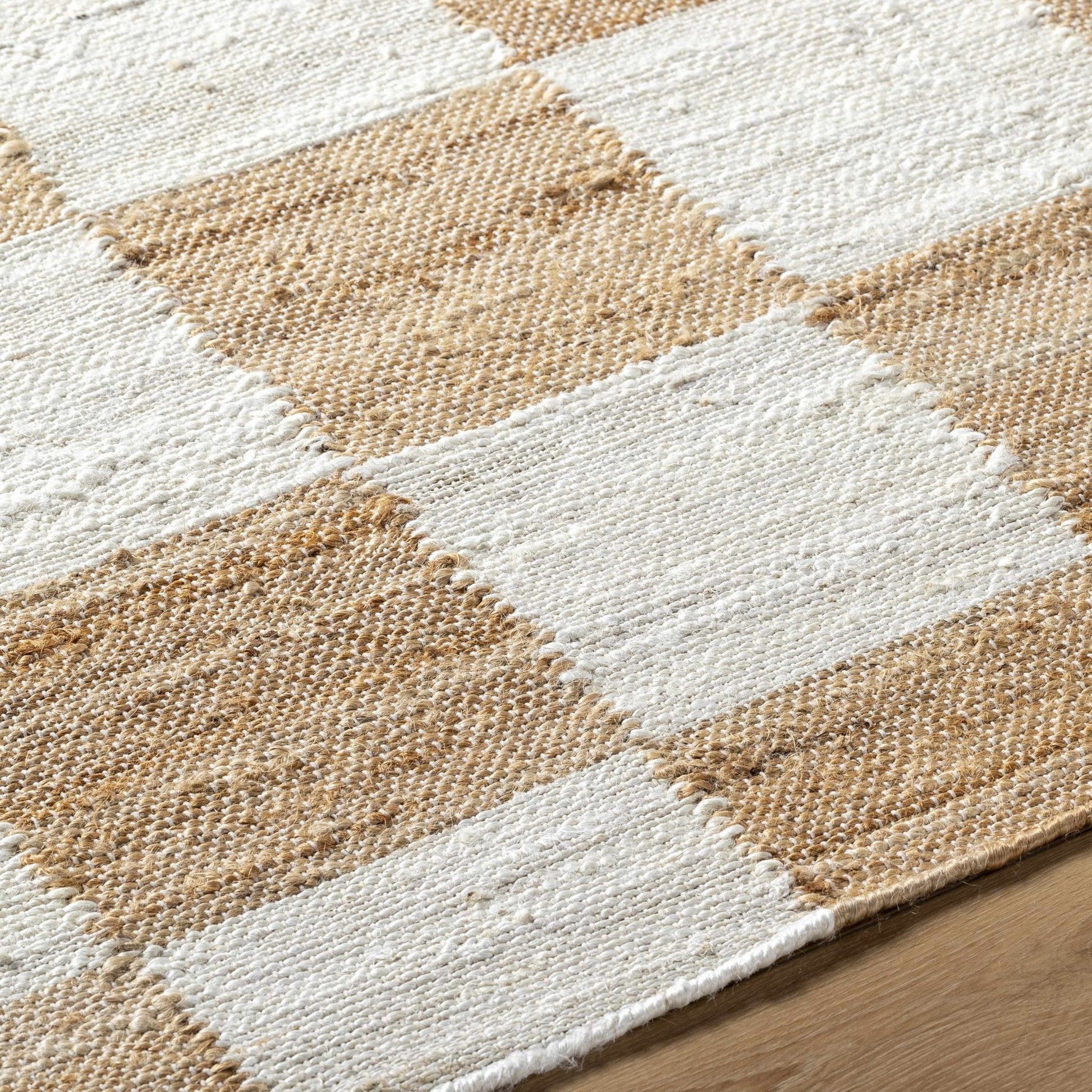 Tyhir Checkered Jute Rug - Quahog Bay Bedding