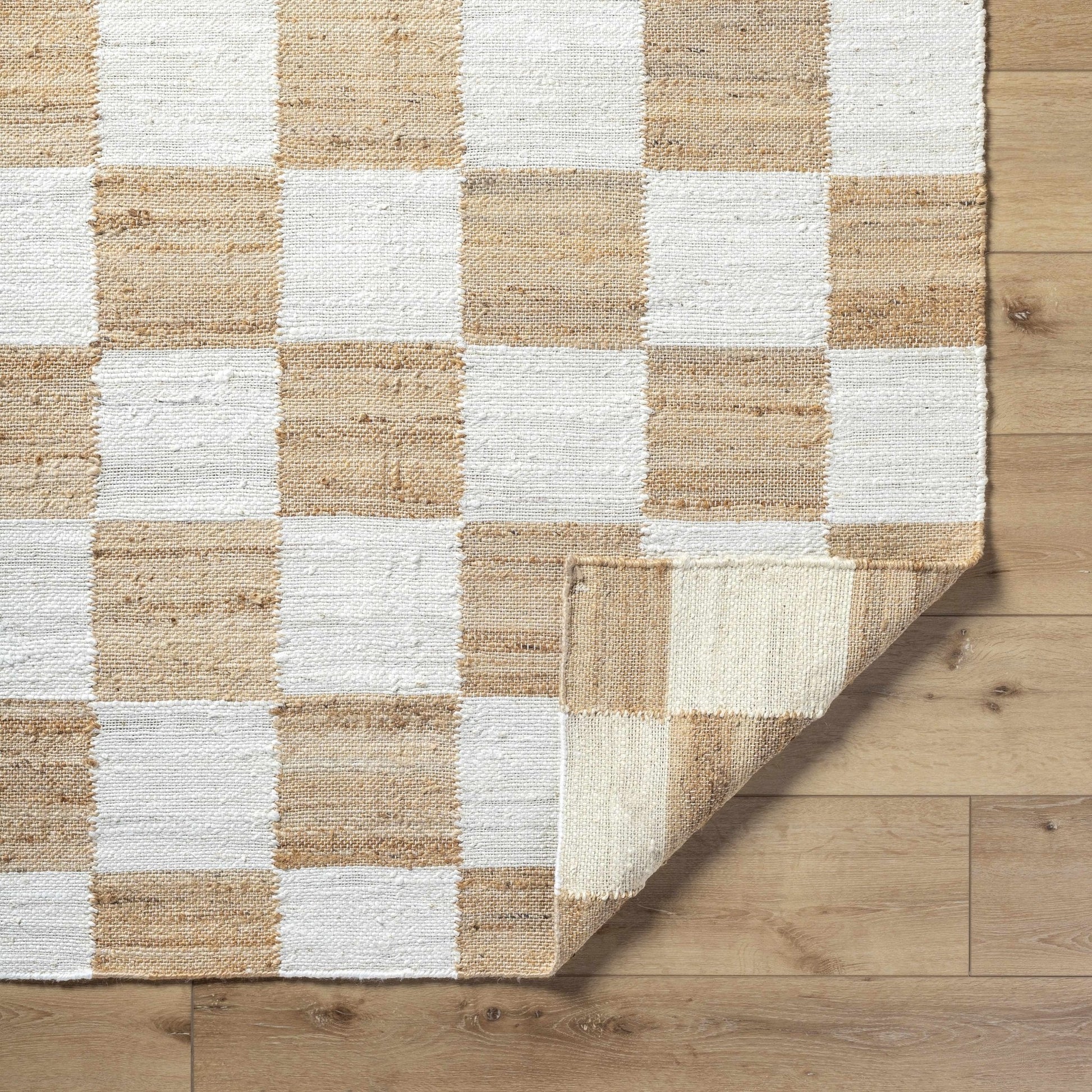 Tyhir Checkered Jute Rug - Quahog Bay Bedding