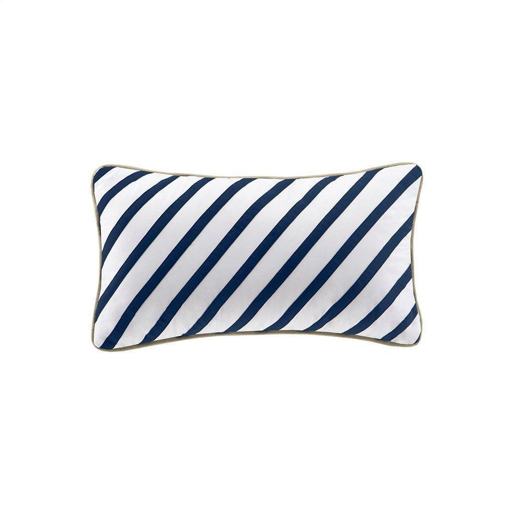 Navy Khaki Stripe 4PC Duvet Cover Set - Nautical Bedding - Quahog Bay Bedding