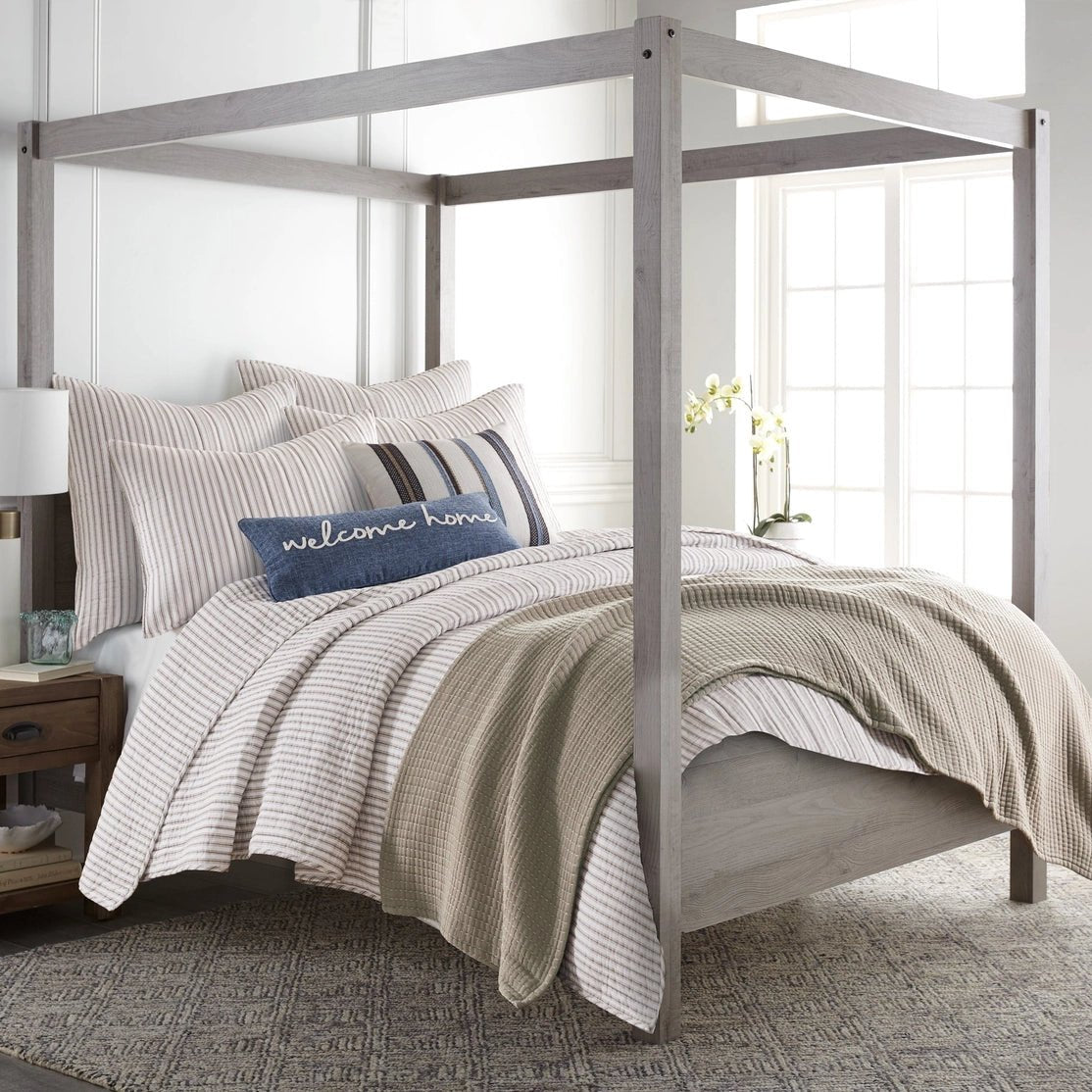 Universal V Berth Tobago Stripe Reversible Boat Quilt Set - Boat Bedding - Quahog Bay Bedding