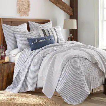 Universal V Berth Tobago Stripe Reversible Boat Quilt Set - Boat Bedding - Quahog Bay Bedding