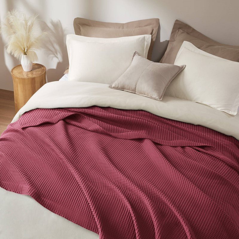 Waffle Weave Blanket | 100% Cotton | Ultra Soft & Lightweight - Quahog Bay Bedding