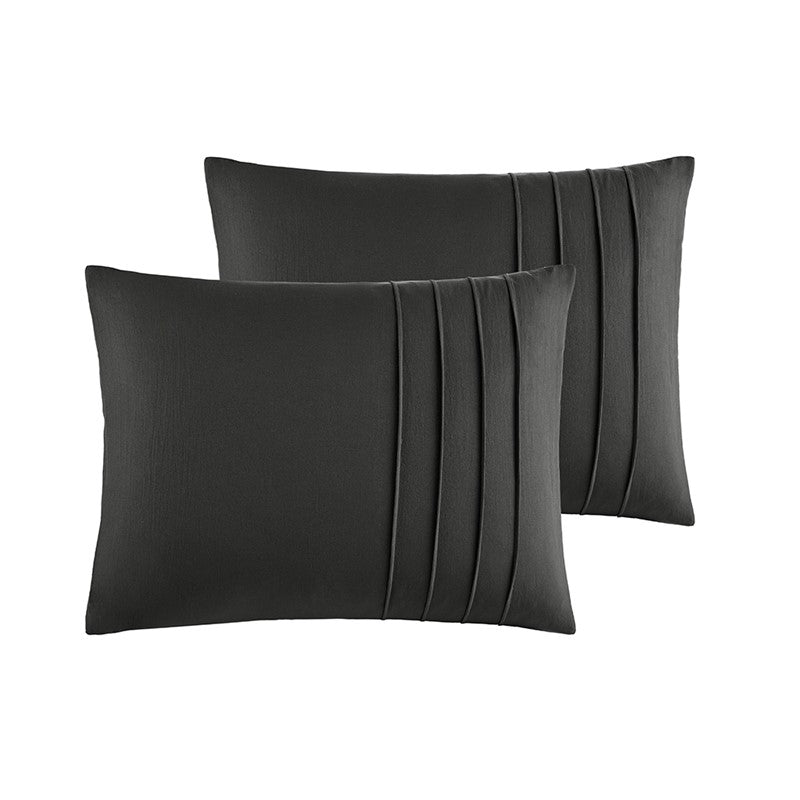 Walker Soft Washed Pleated Comforter Set - Black - Quahog Bay Bedding