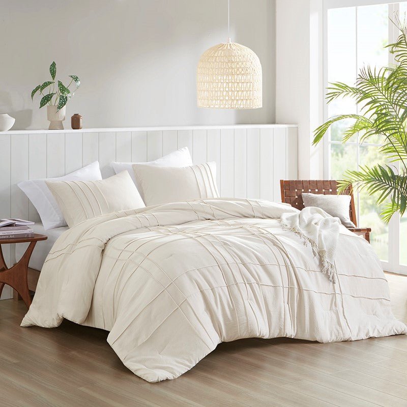 Walker Soft Washed Pleated Comforter Set - Neutral - Quahog Bay Bedding