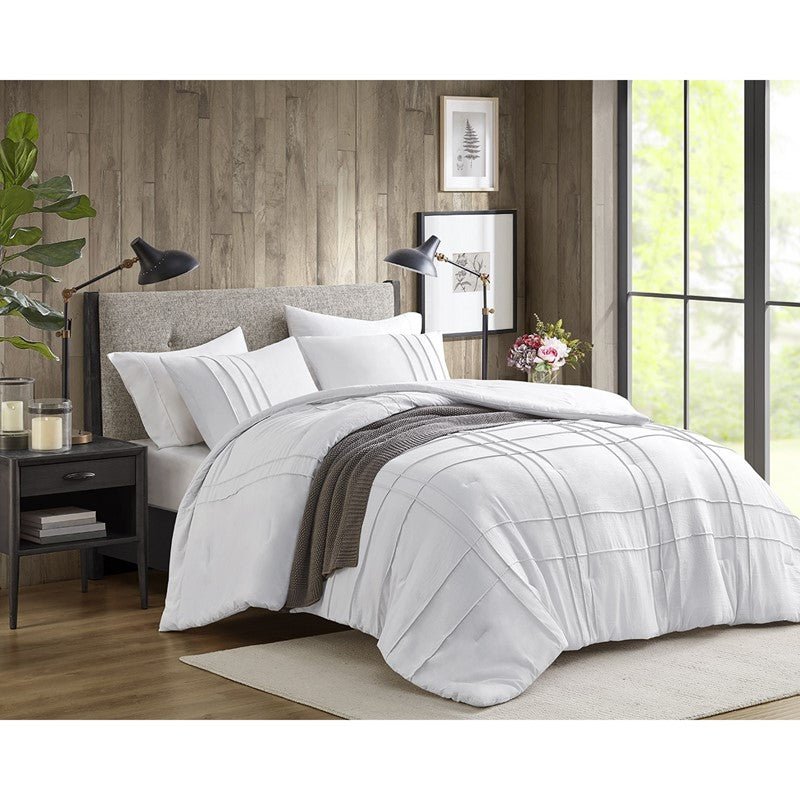 Walker Soft Washed Pleated Comforter Set - White - Quahog Bay Bedding