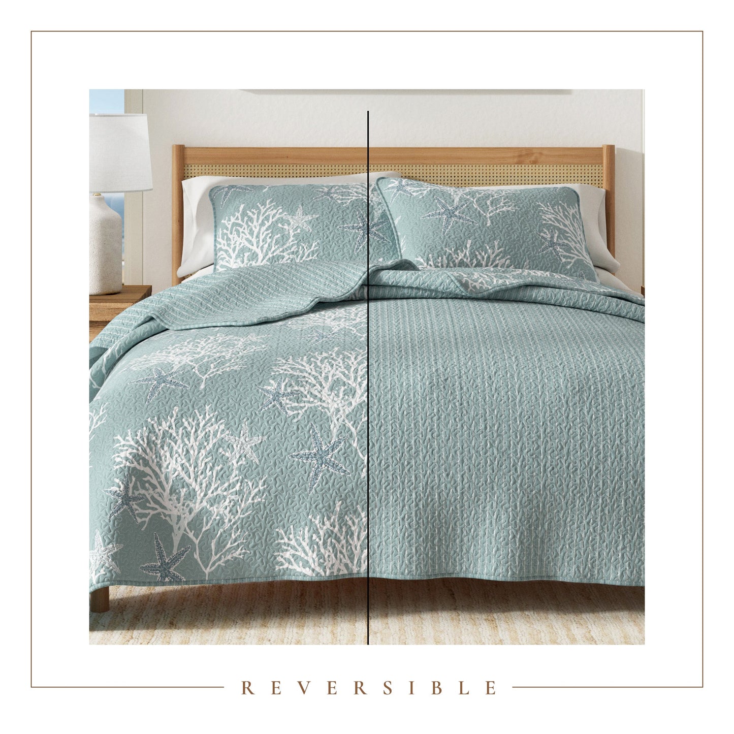 Fenwick Teal Coral Quilt Set - Coastal Quilts