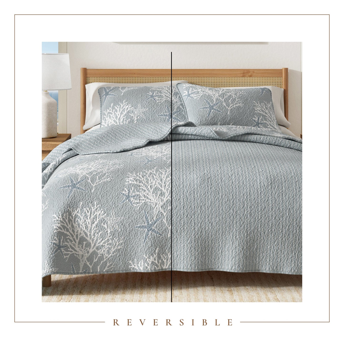 Fenwick Teal Coral Quilt Set - Coastal Quilts