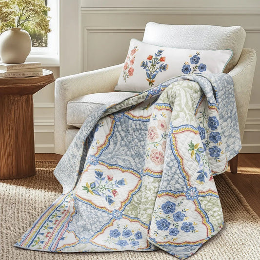 Zoey Quilted Throw | Zoey Coastal Bedding Collection - Quahog Bay Bedding