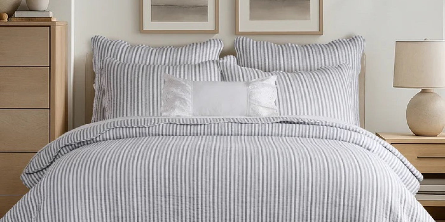 Martha Stripe Collection - Light Grey