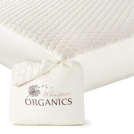 Whisper Organics GOTS-Certified Organic Cotton Quilted Mattress Pad - 17-Inch Deep Pocket
