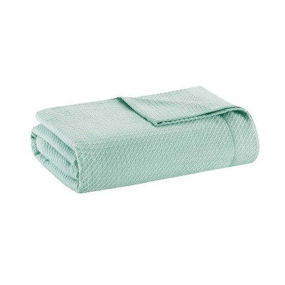100% Certified Egyptian Cotton Blanket - Seafoam Blanket - Geometric Patterned Blanket - Quahog Bay Bedding