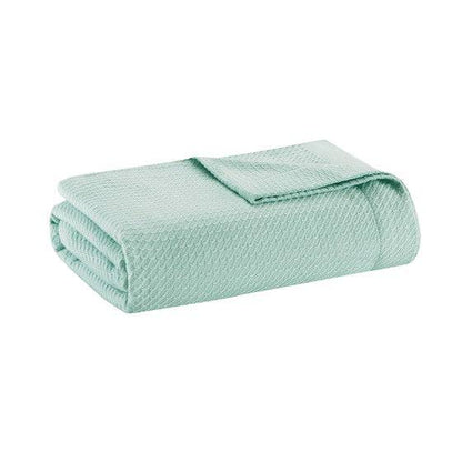 100% Certified Egyptian Cotton Blanket - Seafoam Blanket - Geometric Patterned Blanket - Quahog Bay Bedding