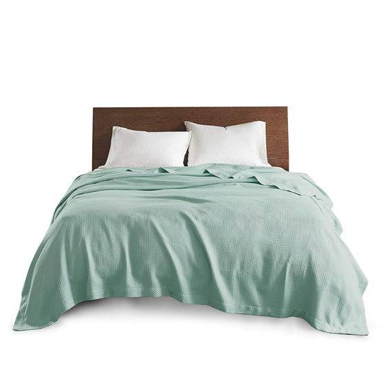 100% Certified Egyptian Cotton Blanket - Seafoam Blanket - Geometric Patterned Blanket - Quahog Bay Bedding