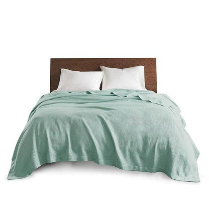 100% Certified Egyptian Cotton Blanket - Seafoam Blanket - Geometric Patterned Blanket - Quahog Bay Bedding