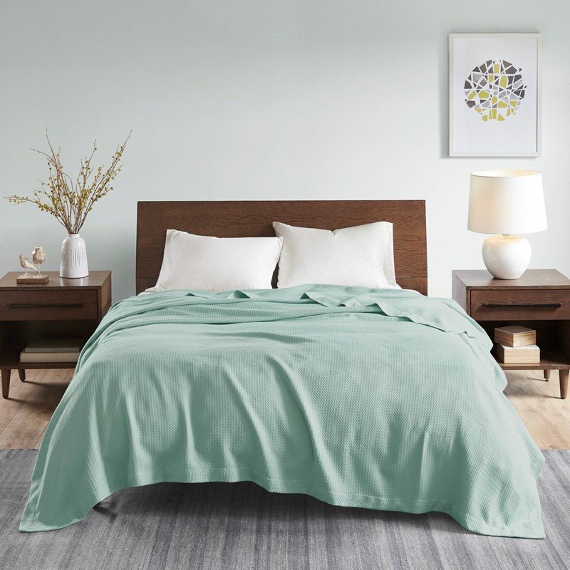 100% Egyptian Cotton Blanket - Ultra Soft Blankets - Coastal Blankets - Seafoam - Quahog Bay Bedding