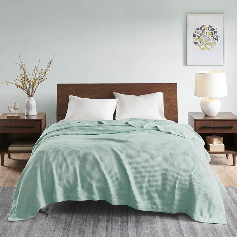 100% Egyptian Cotton Blanket - Ultra Soft Blankets - Coastal Blankets - Seafoam - Quahog Bay Bedding