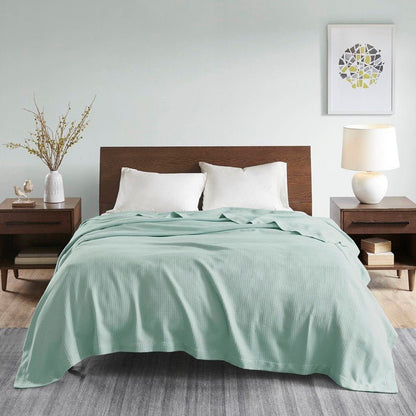 100% Egyptian Cotton Blanket - Ultra Soft Blankets - Coastal Blankets - Seafoam - Quahog Bay Bedding
