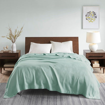 100% Egyptian Cotton Blanket - Ultra Soft Blankets - Coastal Blankets - Seafoam - Quahog Bay Bedding