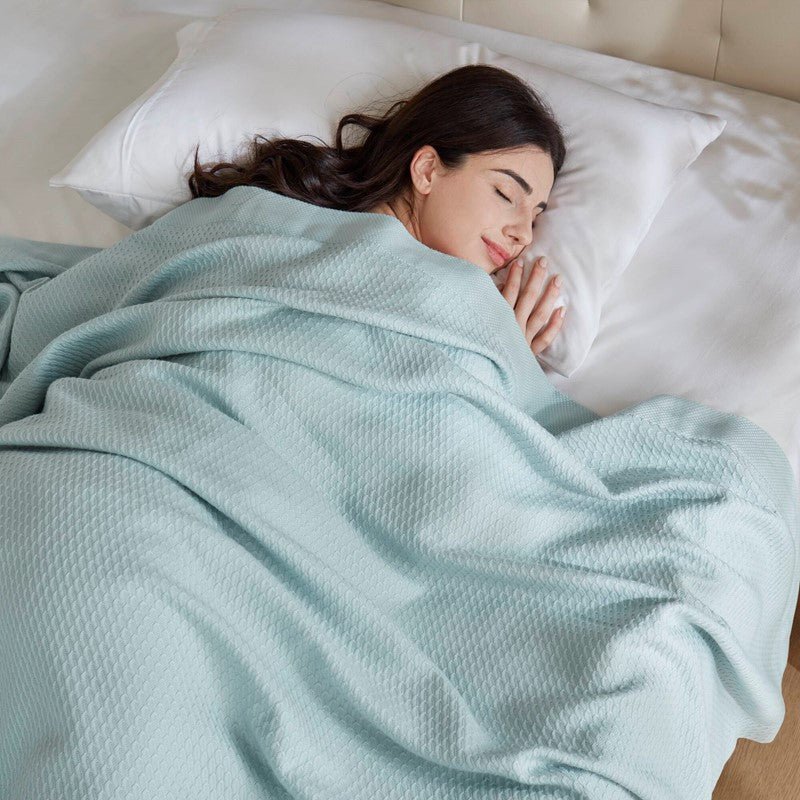 100% Egyptian Cotton Blanket - Ultra Soft Premium Blankets - Coastal Blankets - Light Blue - Quahog Bay Bedding