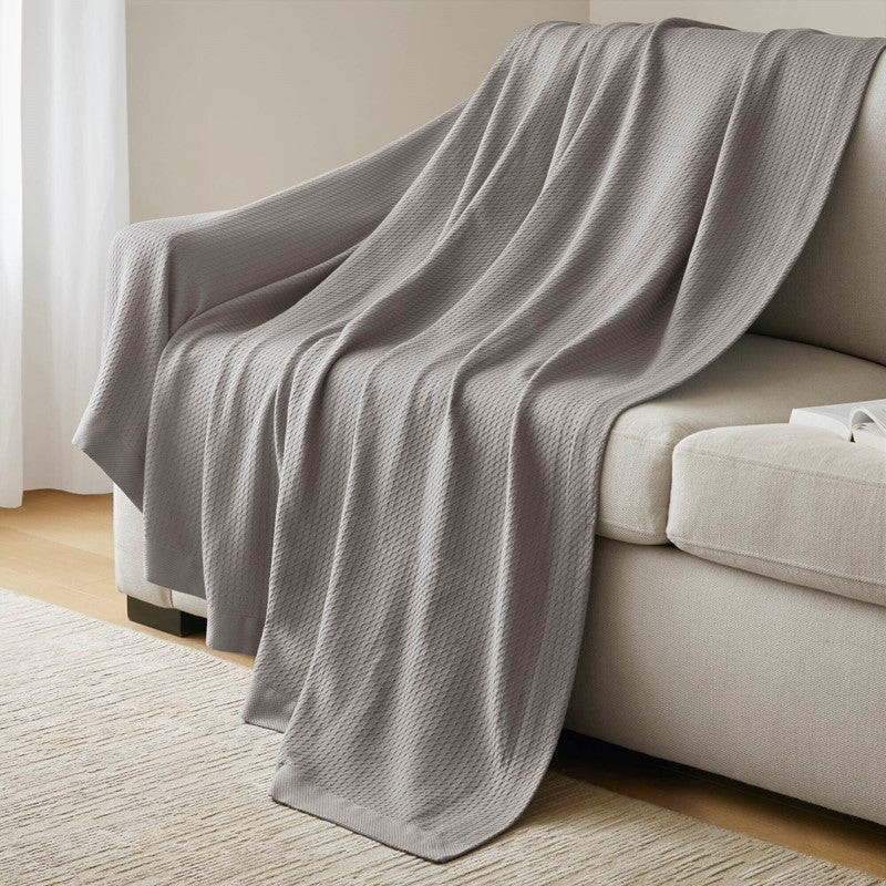 100% Egyptian Cotton Blanket - Ultra Soft Premium Blankets - Grey - Quahog Bay Bedding