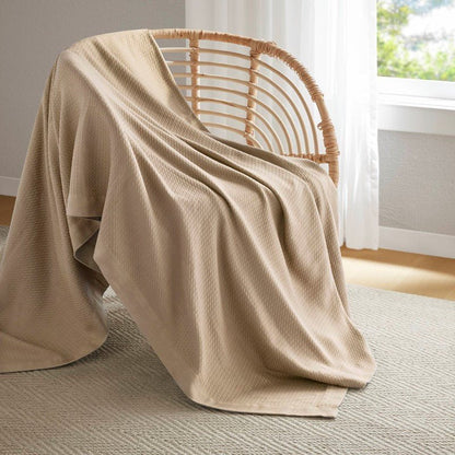 100% Egyptian Cotton Blanket - Ultra Soft Premium Blankets - Khaki - Quahog Bay Bedding