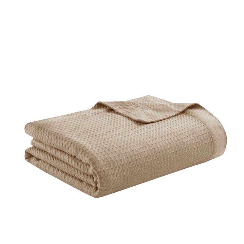 100% Egyptian Cotton Blanket - Ultra Soft Premium Blankets - Khaki - Quahog Bay Bedding